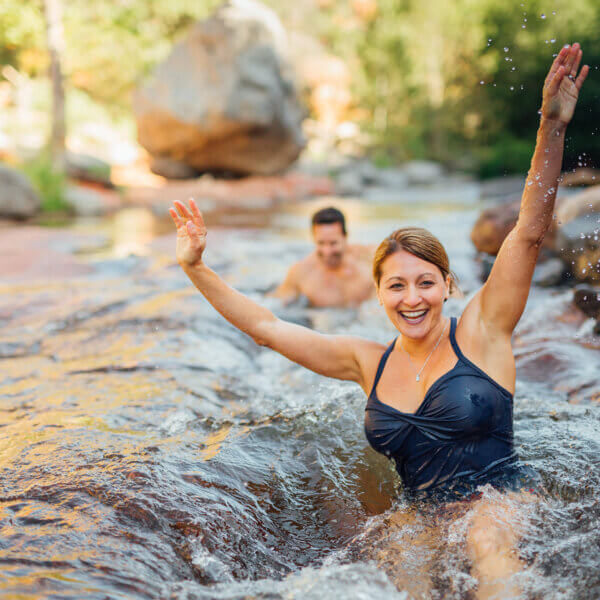 People enjoying Slide Rock in Sedona