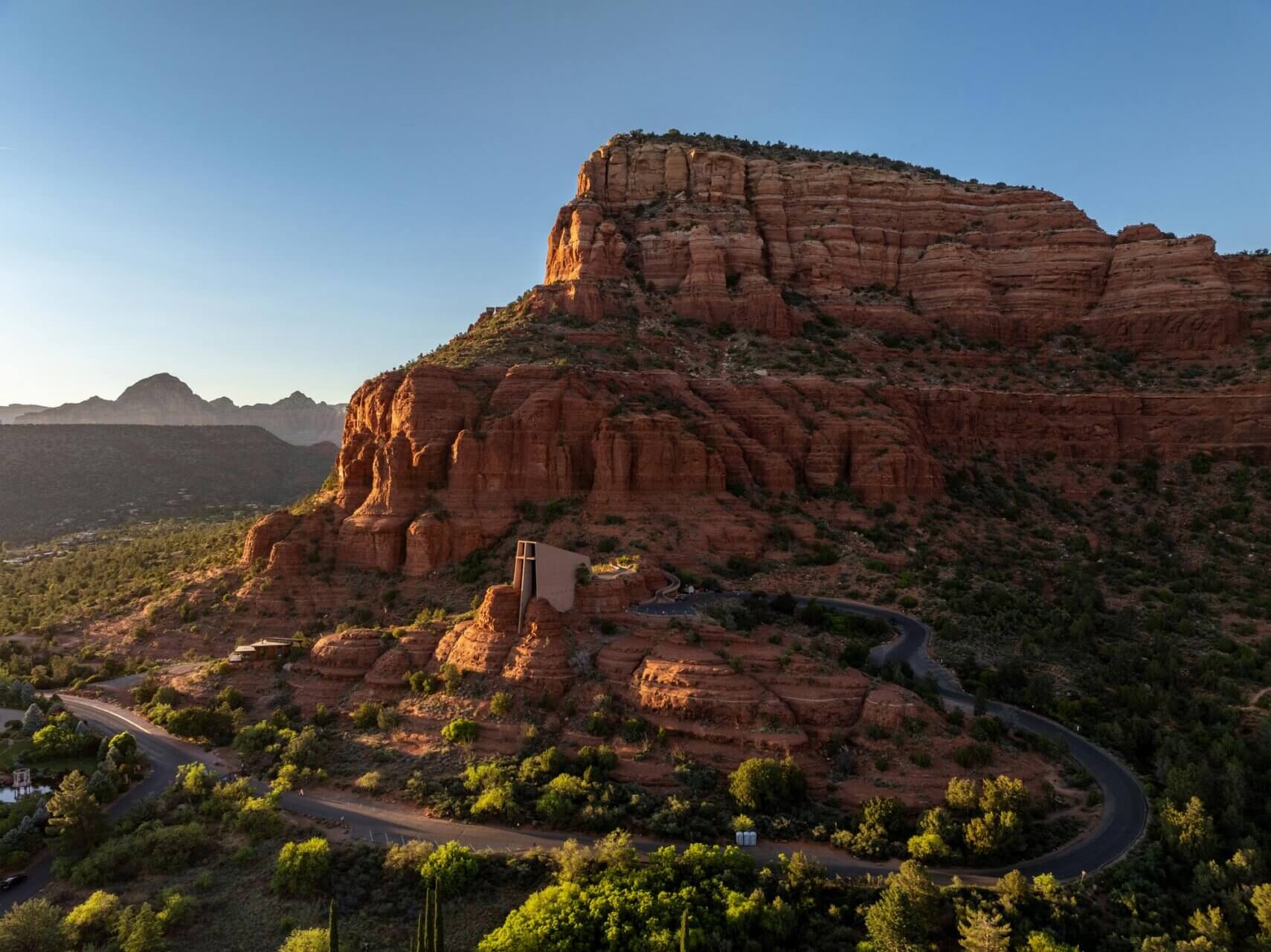 Aerial view of Chapel of the Holy Cross in Sedona