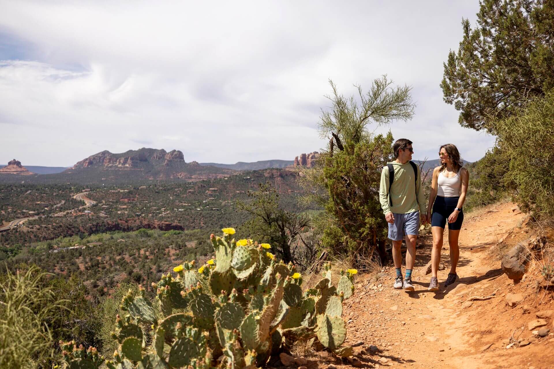 Couple hiking on trail in Sedona